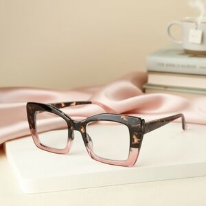 +3.00 Oversized Square Tortoise & Blush Pink Frame Readers Glasses